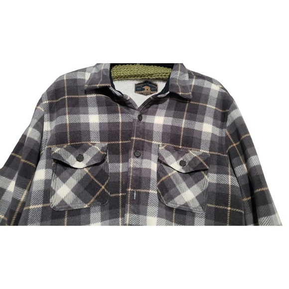 Freedom Foundry Shacket Men's Large Gray Sherpa Lined‎ Button Up Flannel - Picture 7 of 8